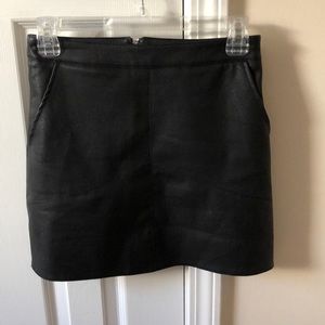 Faux leather skirt.